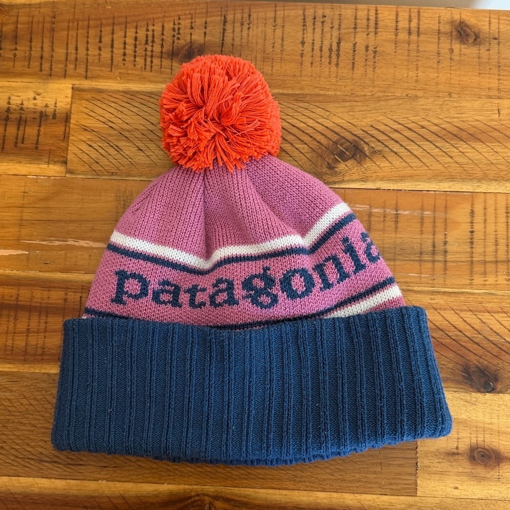 Patagonia Kids' Pink and Blue Beanie - Picture 2 of 3